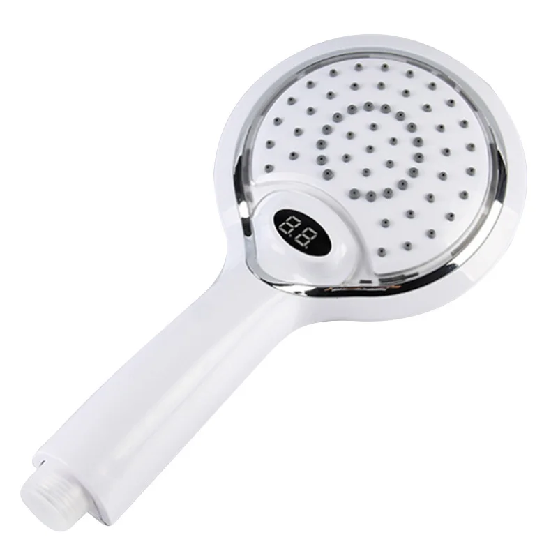 LCD Digital Handheld Bathroom New Material ABS Shower Spray Head with 3 Colors Lighting LCD Digital Shower Spray Head
