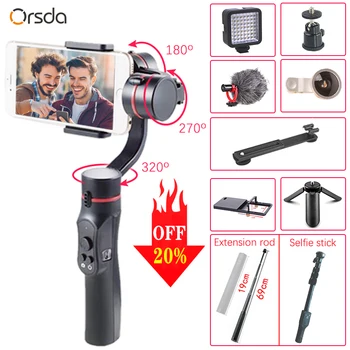 Orsda 3 Axis Smartphone Gimbal Camera Handheld Stabilizer Cellphone estabilizador for Phone 11 Gopro Camera for Live Vlogging feiyutech a1000 3 axis gimbal handheld stabilizer for nikon sony canon mirrorless camera gopro action cam smartphone 1 7kg load