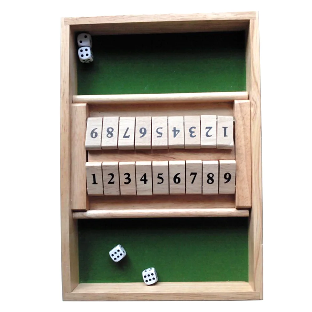Board Game Home Double Sided Bar Cafe Drinking Pub Digital Vintage With Dice Party Club Kids Gift Shut The Box Set Wooden Table