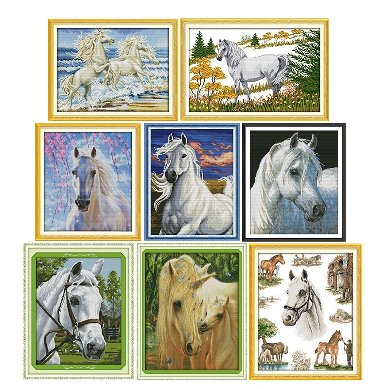 Набор вышитых крестиков серии White Dragon Horse 11CT14CT наборы для вышивки с принтом