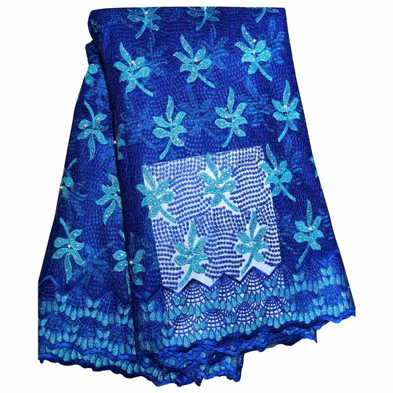 royal blue Последние африканские кружевные ткани с вышивкой, африканский тюль, французская кружевная ткань с камнями,, Африканское французское Сетчатое кружево - Цвет: royal blue