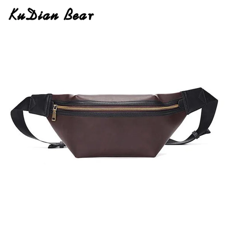 KUDIAN BEAR винтажная Мужская поясная сумка модный кофейный пояс нагрудные сумки