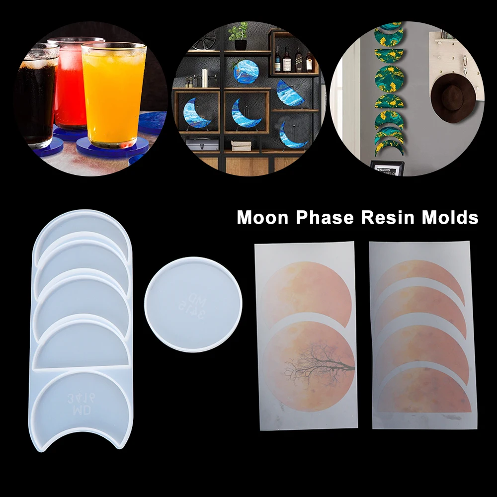 Silicone Mold Crystal Epoxy Resin Lunar Eclipse Coaster Moon Phase for DIY Clay Casting Crafts Home Decoration | Дом и сад