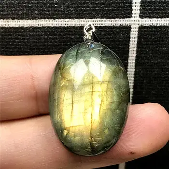 

Top Natural Yellow Light Labradorite Pendant Jewelry For Women Lady Man Crystal 28x20x10mm Beads Egg Shape Moonstone Stone AAAAA