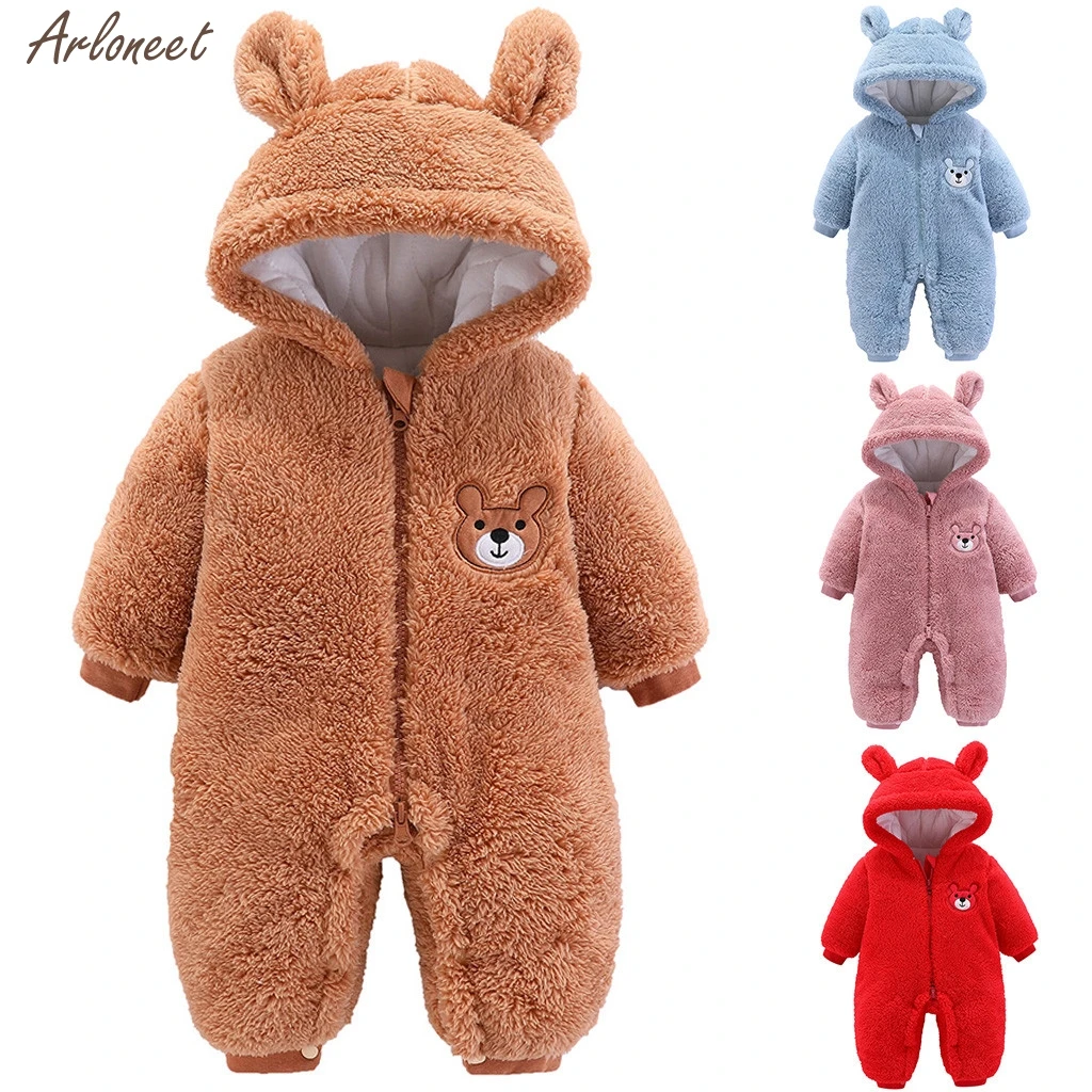 Детский флисовый комбинезон с капюшоном и длинными рукавами для новорожденных мальчиков и девочек, Детский комбинезон для мальчиков, Модный комбинезон