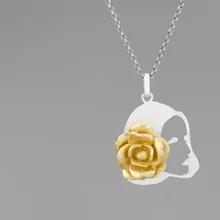 INATURE 925 пробы Серебряное ожерелье женское лицо розы цветок кулон ожерелье s ювелирные изделия