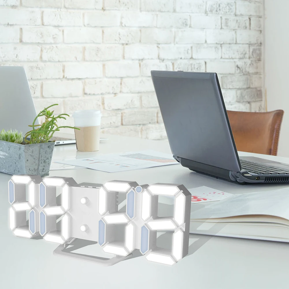 Большие Креативные 3D цифровые настенные часы время Цельсия ночник Дисплей настольные часы Повтор будильника для дома спальни