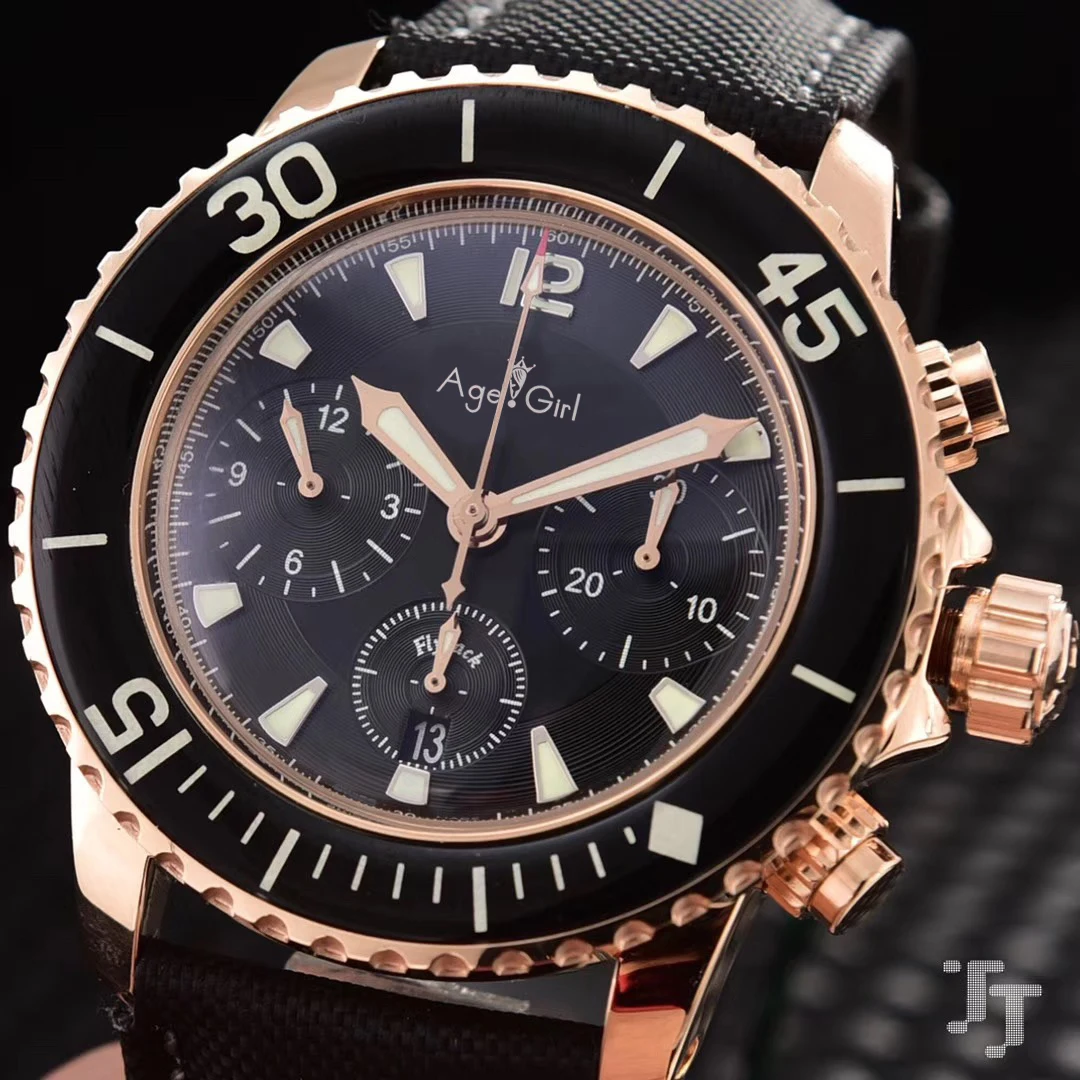 

Luxury Brand New Men Stainless Steel Automatic Mechanical Flyback Nylon Leather ETA 7750 Limited Watch Silver Rose Gold AAA+