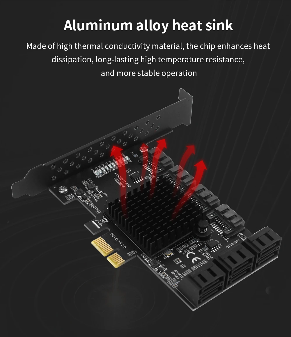 TISHRIC PCI-E SATA Controller Expansion Card - 6/8/10 Ports, ASM1166, PCI SATA3.0 Adapter Description Image.This Product Can Be Found With The Tag Names Adapter, Asm1166 6 ports, Asm1166 sata controller, Expansion card, Pci sata ide controller card