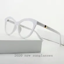 Новые женские маленькие очки с кошачьей оправой, женские брендовые дизайнерские негабаритные женские белые солнцезащитные очки с кошачьим принтом, очки для мужчин и женщин NX