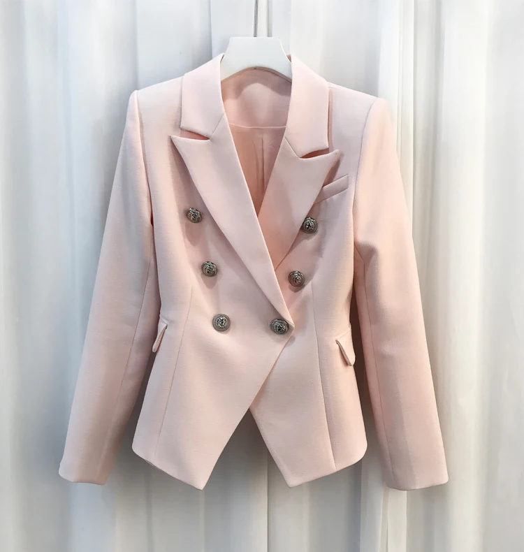 Высокое качество, новая мода, дизайнерский блейзер в стиле барокко, женский пиджак с серебряными пуговицами, двубортный блейзер