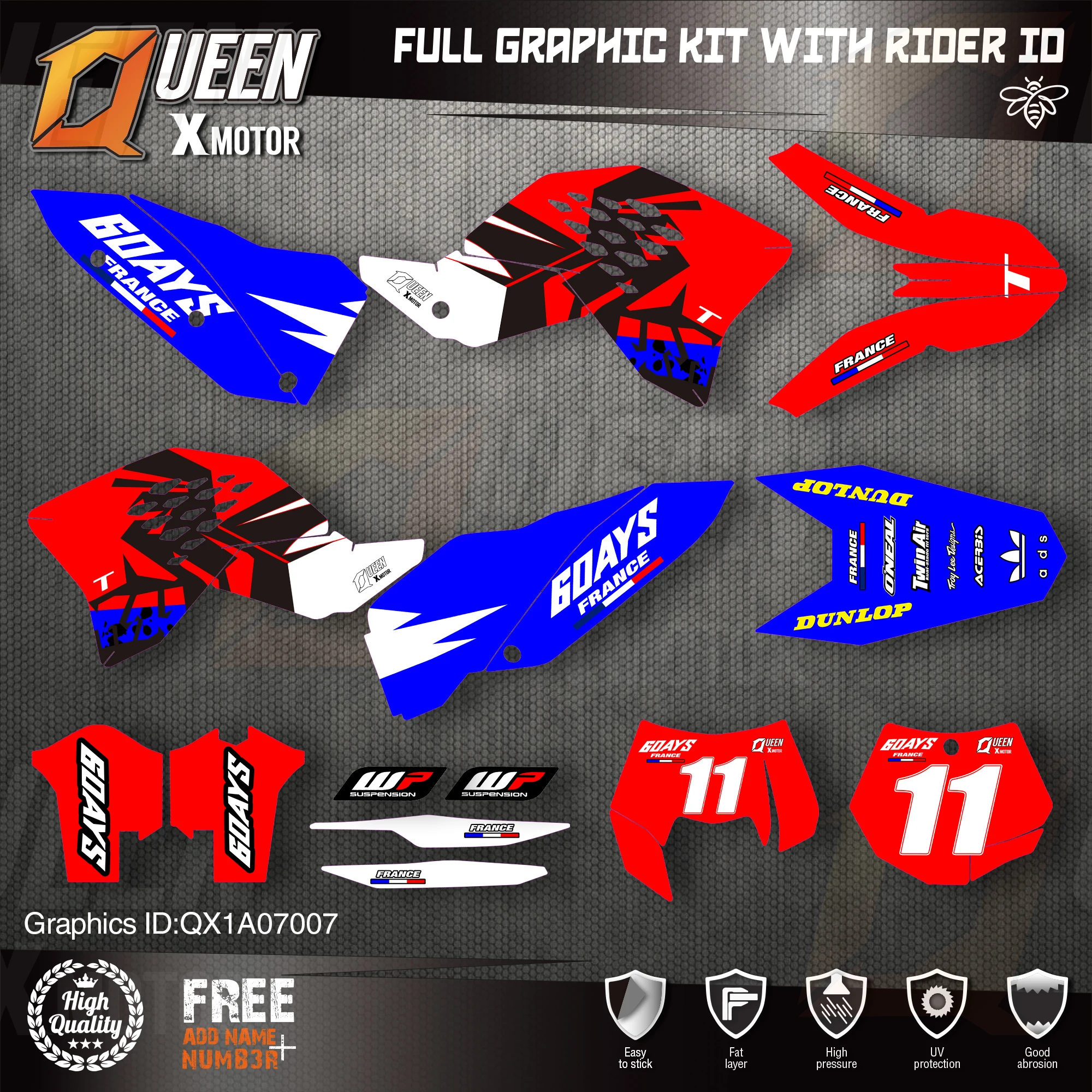 

QUEEN X MOTOR Custom Team Graphics Decals Stickers Kit For KTM 2007-2010 SX SXF , 2008-2011 EXC XC-W EXC-F 007