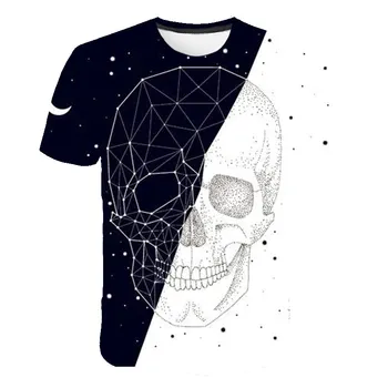 

2020 New Arrival Casual Fashion 3d black White skull T Shirt Summer Fashion Short Sleeve Tee Tops Men Anime Harajuku T-Shirts