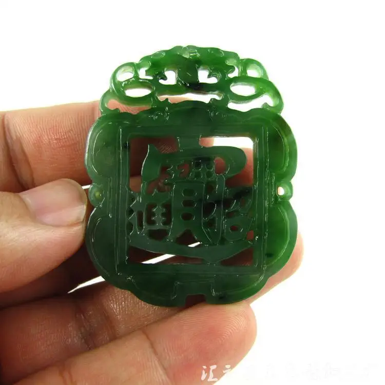 Hetian Jade Russian Jasper Mine Timber Level Spinach Green Lucky Pixiu Double Pixiu Pendant Men And Women