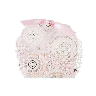 50pcs European wedding candy box creative wedding supplies candy box paper box small size gift box pink hollow candy bag