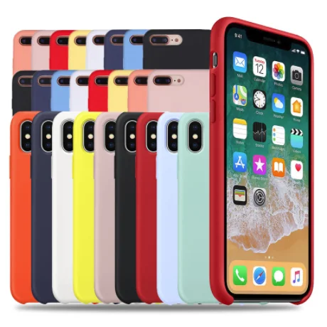 

Solid Color Dustproof Liquid Silicone Protective Case Shockproof Cellphone Back Cover for iPhone 5 SE 6plus X Xs Max XR 7 8 Plus