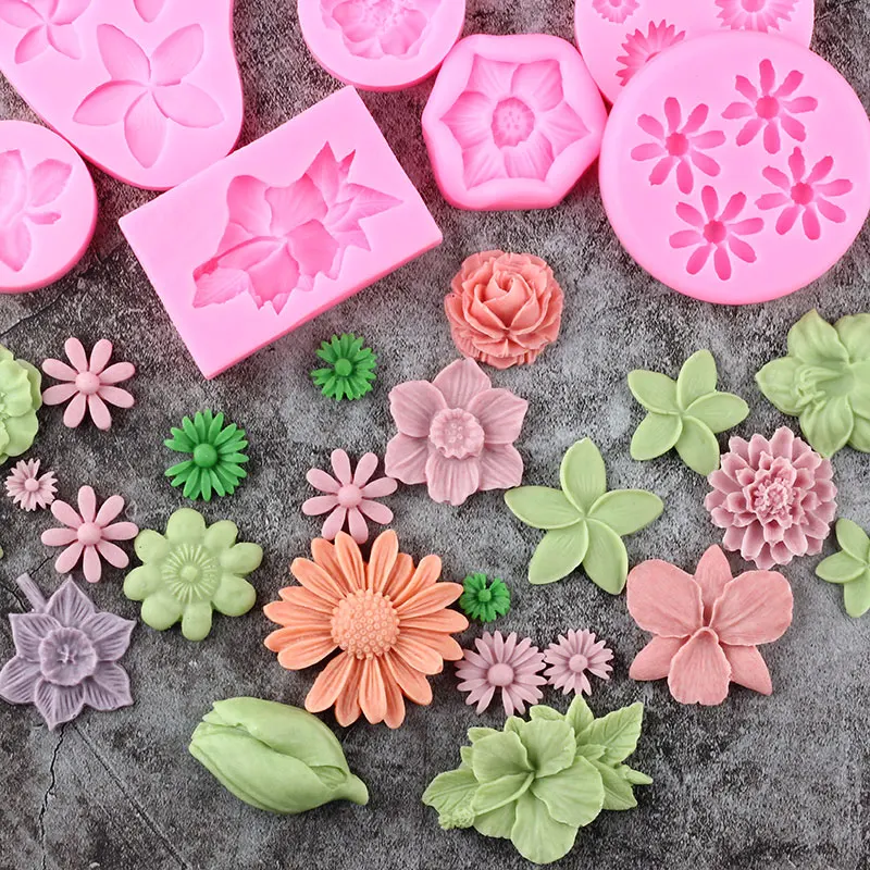 Sun Flower Daisy Rose Peony Orchid Silicone Mold DIY Cupcake Topper Fondant Cake Decorating Tools Candy Chocolate Gumpaste Mould | Дом и сад