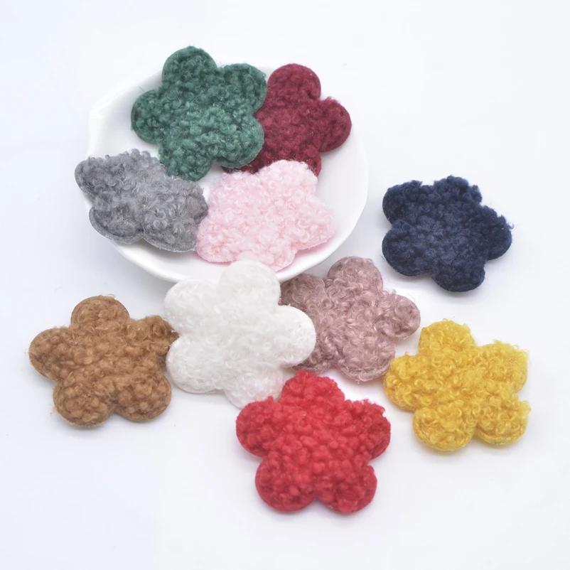 10 Stück 38 mm weiche Plüsch-gepolsterte Patches, Blumenapplikationen für DIY-Kleidung, Basteln, Hut, Tasche, Handschuhe, Socken, Nähzubehör, Patches