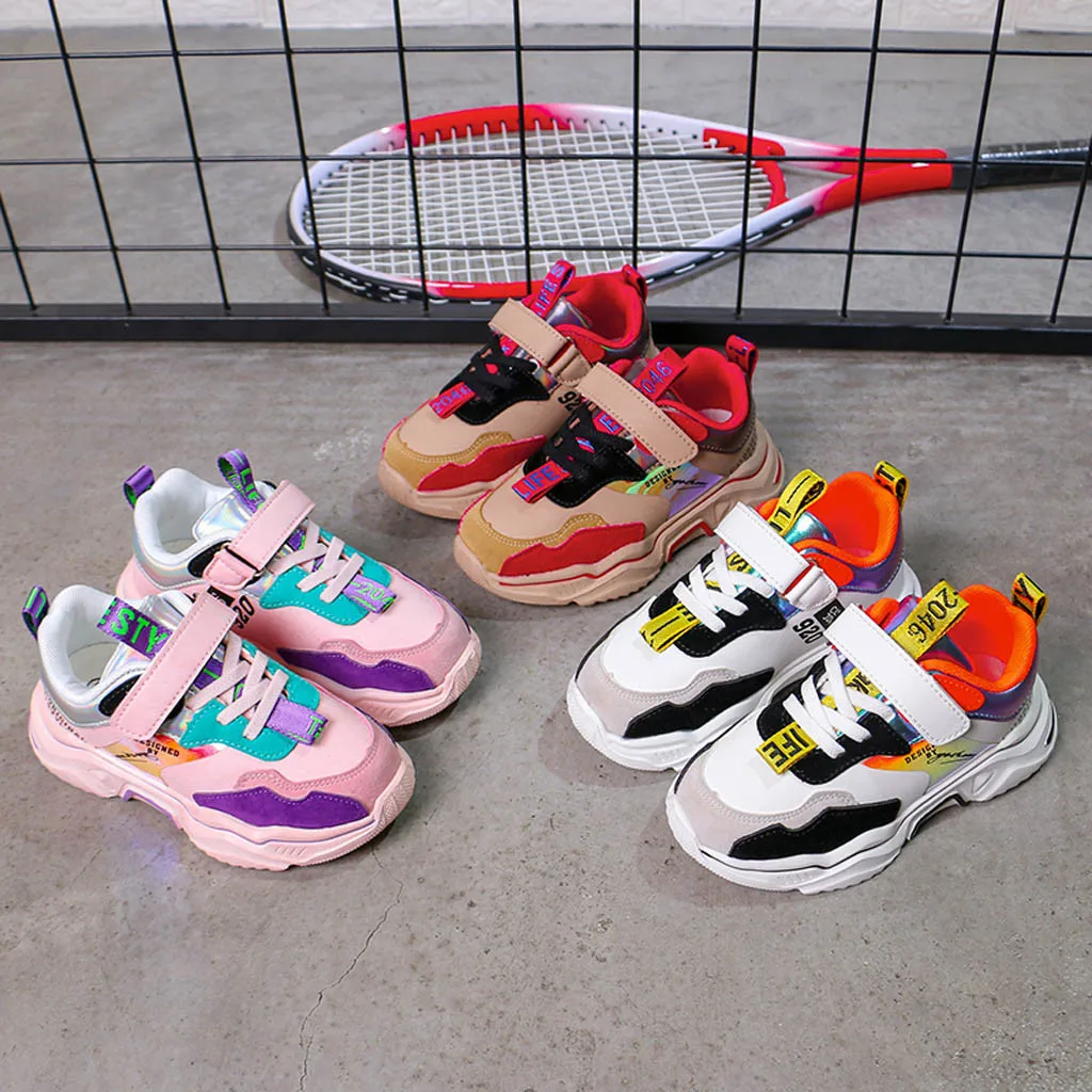 

Boys And Girls Plus Velvet Breathable Sneakers Fashion Non-Slip Outdoor Shoes Unisex Mixed Colors Patch Hook & Loop Children