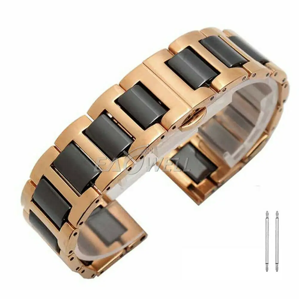 Rose Gold Black 20 мм 22 мм универсальный ремешок для часов керамика+ металлический браслет ремешок для Garmin Forerunner 645 ремешок для часов для samsung gear S3 Classic - Цвет: Rose Gold Black