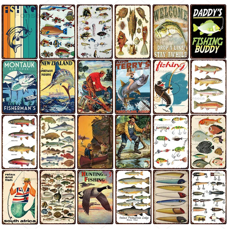 

Teach A Man to Fish Metal Tin Signs Buy Lead Vintage Plaque Metal Painting Wall Decor Board Retro Pub Funny Bar Tin Poster
