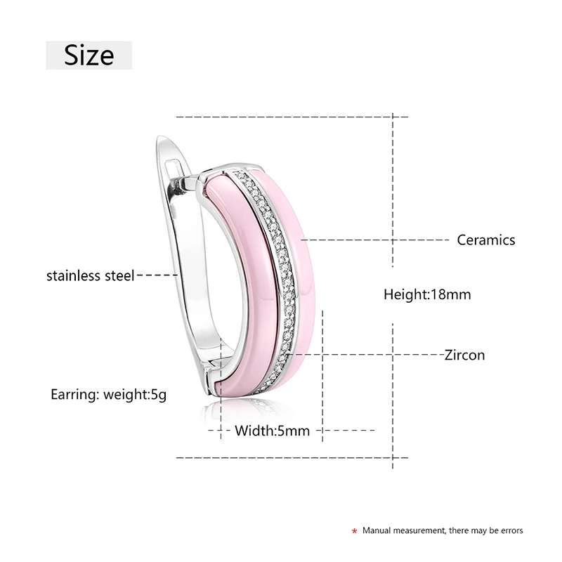 Mode Keramische Bruiloft Oorbel U-vorm Clip Up Zirconia Voor Vrouwen Oor Jewlery Zwart Wit Roze Gezondheid Keramische Zirconia