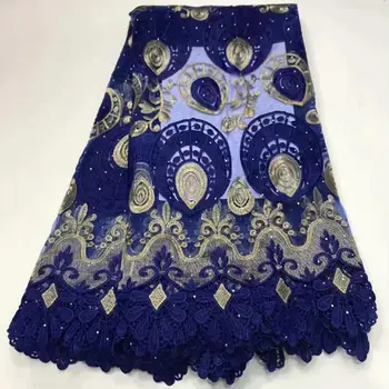 

Royal blue african french lace african lace fabric guipure lace fabric with stone 5yards nigerian lace fabrics for dress ZQ-A230