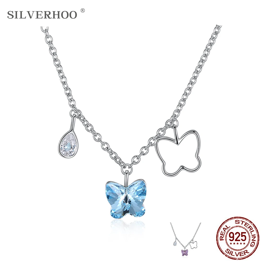 Ожерелья SILVERHOO из стерлингового серебра 925 пробы с австрийским хрусталем и