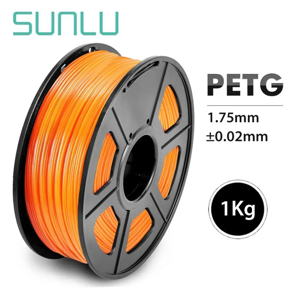 SUNLU волокно ПЭТГ 1,75 мм 1 кг точность измерения+/-0,02 мм PETG 3D Печатный материал прозрачность нити принтера - Цвет: PETG Orange