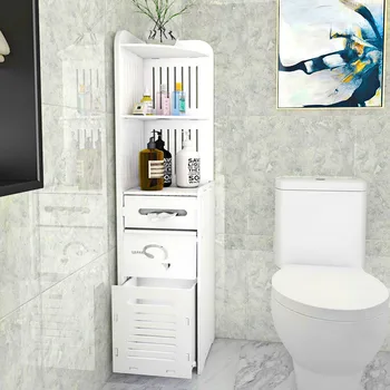 

PVC Toilet Shelf Floor Bathroom Storage Organizer Paper Towel Rack Locker Waterproof Multifunctional Bathroom Furniture Cabinet