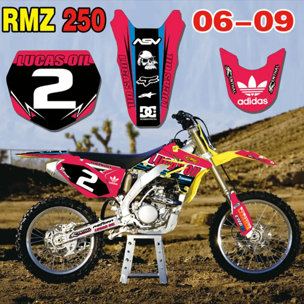 

New Full Graphics Decals Stickers Custom Number Name Glossy Bright Stickers Waterproof for Suzuki RMZ250 2006-2009