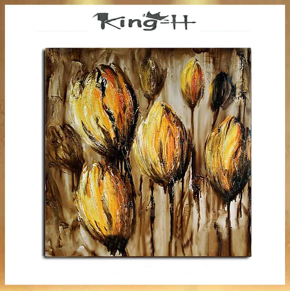 

Free shipping, 100% manual plant lily flower knife abstract oil painting in painting the wall decorative home wu kuang () home a