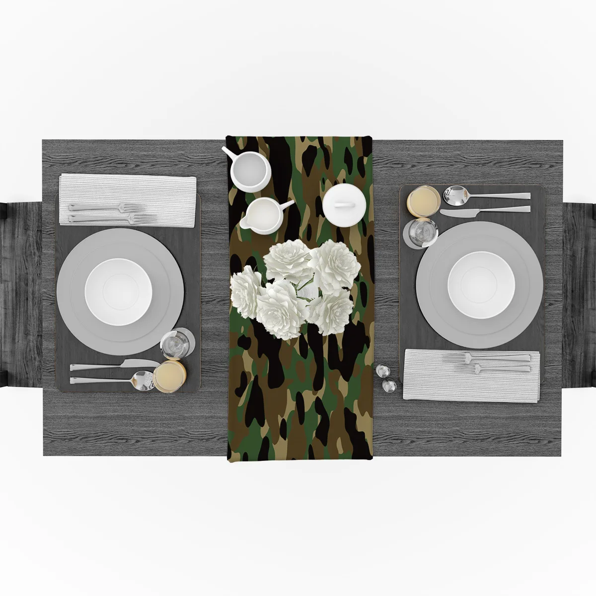 Camouflage Table Runners Home Decorations for Family Dinner Outdoor Indoor Parties Thanksgiving Christmas Gathering