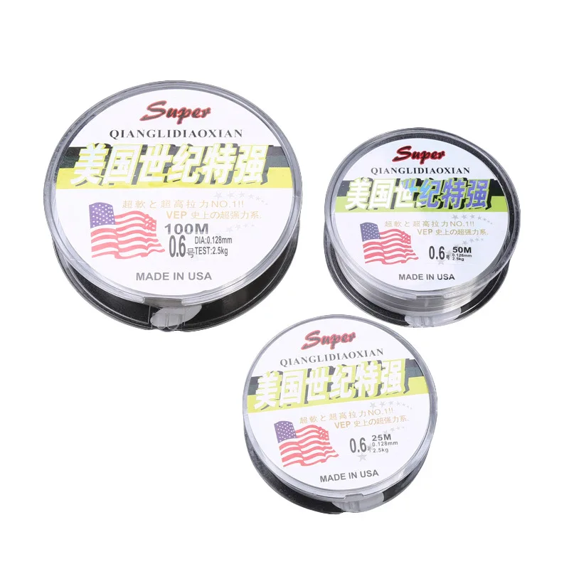 

50M America Century Extremely Strong Fishing Line Mainline Strands of Fishing Line Fishing Gear Supplies Nylon Fishing Yiwu