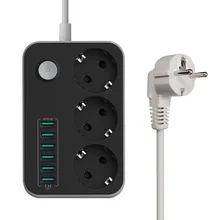 

USB Power Strip Charging 6 USB Port 5V 3.4A Charger Adapters 3 AC Power Socket Outlets EU Plug Extension Socket Electrical Exten