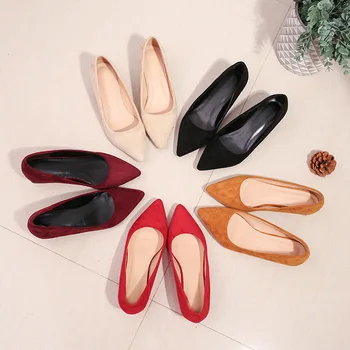 

2020 new versatile formal women's shoes suede pointed shallow mouth thick heel single shoes Korean style simple fashion high
