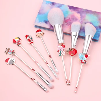 

8pcs Popular Cartoon Makeup Brushes Set Matte Silver Foundation Blush Eyeshadow Brush Christmas Limited Edition Gifts For Girls