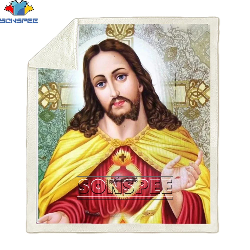 

SONSPEE Religion Christ Jesus Anime 3D Cartoon Printing Baby Plush Microfiber Thin Bed Sofa Bedding Homme Adult Children Blanket