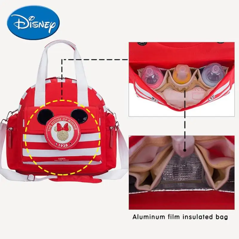DISNEY модная сумка для подгузников классический мультфильм уход за новорожденным Мумия сумка Оксфорд Ткань подгузник Органайзер сумка на плечо Микки Минье сумка