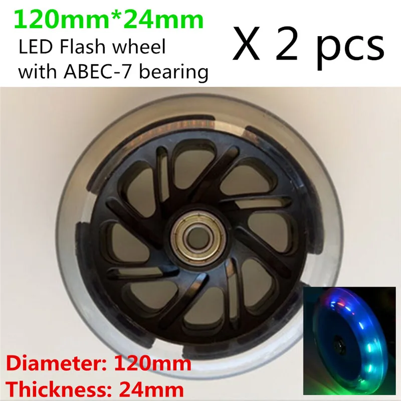 Scooter Wheels 100mm 110mm 120mm Adults Youth 24mm 28mm Inline Cycling Scooter Tire Colorful LED Flash Shine Light 2pcs