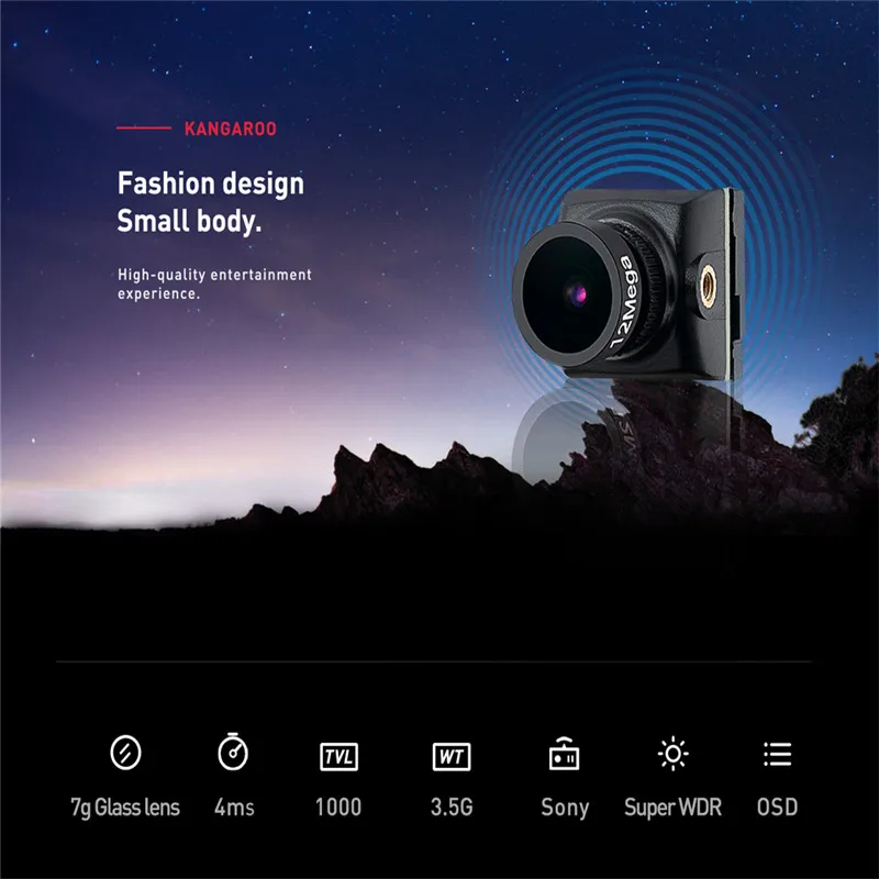 Caddx кенгуру FPV камера 1000TVL 2,1 мм 12 м 7G стеклянный объектив/2 М 2,1 мм объектив 16:9/4:3 переключаемый WDR 4ms низкий Lantency