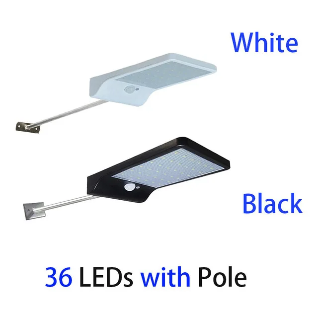 36 LEDS With Pole Солнечный светильник Настенный светильник Водонепроницаемый 36/48/54 светодиодов на солнечных батареях Солнечный светильник для сада на открытом воздухе светильник Инж - Испускаемый цвет: 36 LEDS With Pole