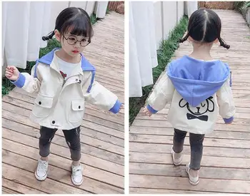 

Boys and girls cartoon stitching hooded jacket spring 2020 new Korean windbreaker