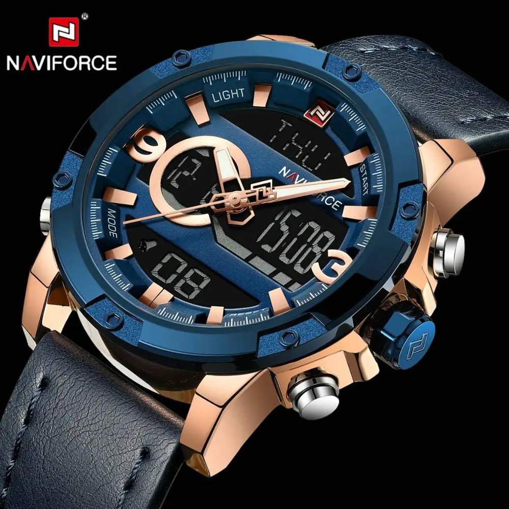 Часы наручные NAVIFORCE Мужские кварцевые спортивные брендовые Роскошные Аналоговые
