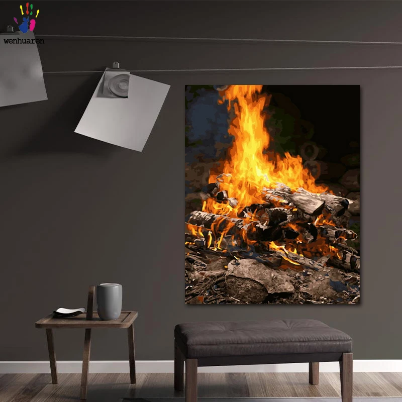 DIY картинки для раскраски по номерам с цветами горящий огонь картина Рисование в