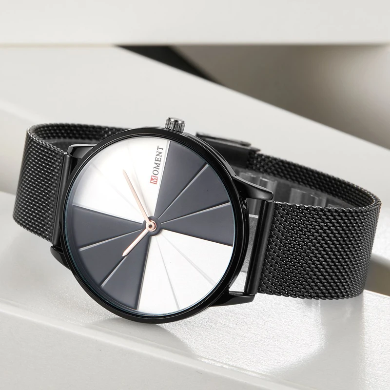 Full Steel Colorblock Unique Quartz Watch Women Fashion Mesh Belt Black Gold Silver Male Drop Shipping Palette Watch Dial