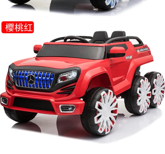 Очень большой 6-колеса 12V7A Детский электромобиль четырёхколёсный вагончик с привод с дистанционным управлением с функцией прыжка, внедорожник детское транспортное средство может сидеть - Цвет: Красный
