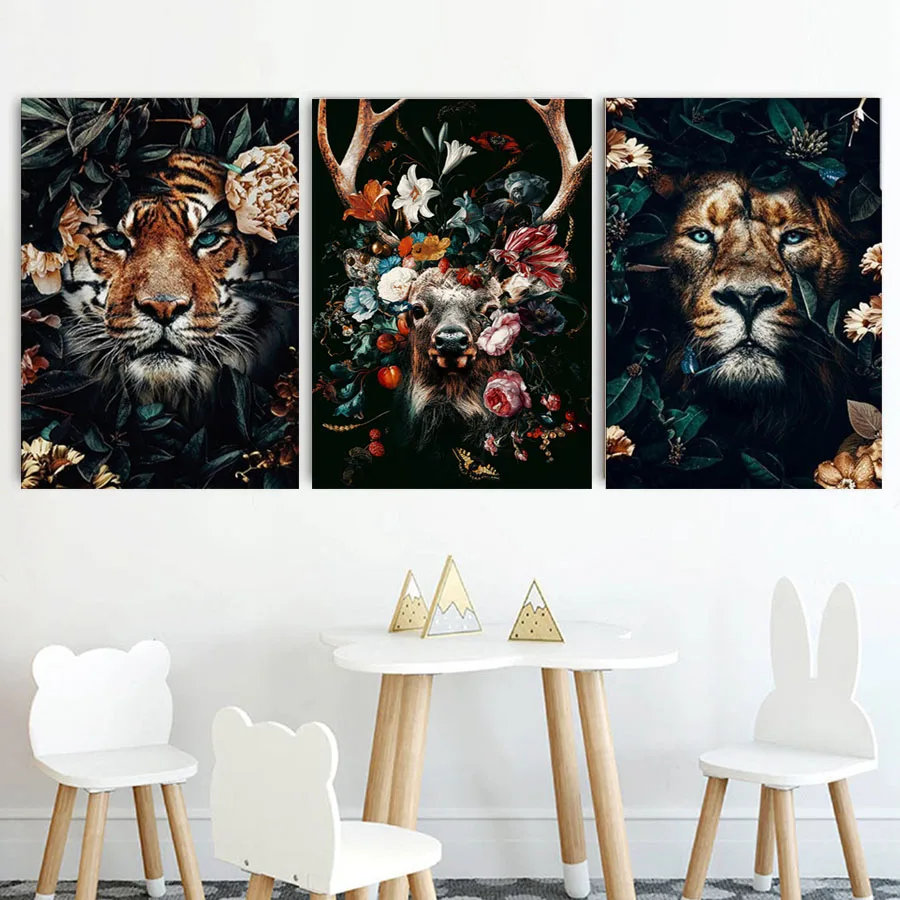 

Diy 5D deer Lion tiger Face flower Diamond Painting cross stitch kits Full Square Embroidery art Animal 3D paint by diamond