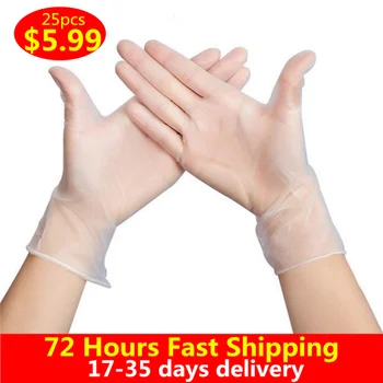 

25pcs Transparent Micro-elastic PVC Rubber Gloves Disposable Latex Medical Gloves Safety Universal Cleaning Work Finger Gloves