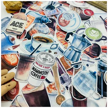 

57pcs/set coffee series stickers DIY scrapbooking journal base collage happy planner decoration stickers